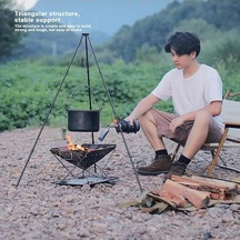 Novahub Türkçe Optimize Edilmiş Başlık: Açık Büyük Şenlik Ateşi Tripod Taşınabilir Kamp Piknik Siyah Alüminyum German Siyah
