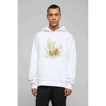 Anime Dragon Ball Baskılı Beyaz Erkek Örme Kapşonlu Sweatshirt (534796130)