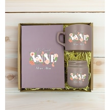 Bk Gift Kişiye Özel İsimli Dtf Anne Temalı Mat Gri Defter & Kahve Fincanı & Mum Hediye Seti-4, Anneye Hediye, Anneler Günü Hediyesi Kobitmeyencom30786