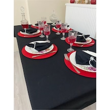 Sıvı Geçirmez Dertsiz Masa Örtüsü Siyah + 6 Peçete