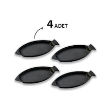 Lava Döküm 4 Lü Set Balık Tabağı Döküm Demir Yekpare Kulplu Ölçü 15x24cm.