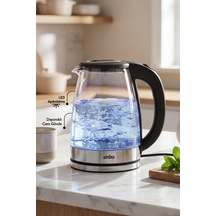 Sk 8046 1,8 L Cam Kettle Led Aydınlatmalı Kablosuz Su Isıtıcı