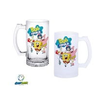 Sünger Bob Kulplu Bira Bardağı Buzlu Veya Şeffaf Seçenekli 0354