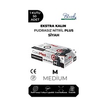 Ekstra Kalın Nitril Siyah Plus Muayene Eldiveni M - 1 Paket 50'li