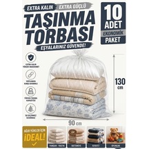 90x130 Kalın Taşıma Torbası Şeffaf Taşınma Torbası 10 Adet