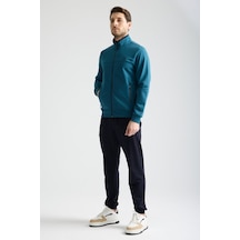 Shooter Sportswear Shooter Erkek Luxe Eşofman Takımı Rahat Kalıp Manşetli Minimal Logo Petrol Mavisi