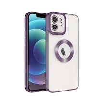 Apple iPhone Uyumlu 12 Kılıf Kamera Lens Korumalı Logo Gösteren İnce Hafif Pazarplus Derin Mor