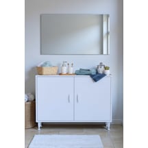 Eliusta Sabir 95 Cm 2 Raflı Beyaz Banyo Mutfak Dolabı 3 Bölmeli Çok Amaçlı Dolap 95x75x32,5 Cm Düzenleyici Beyaz