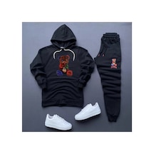 Tarzsokak Barrow Yaka Dijital Baskılı Kışlık Unisex Eşofman Takımı Siyah