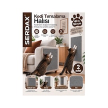 Kedi Tırmalama Halısı Kendinden Yapışkanlı Koltuk Duvar Mobilya Koruma Matı 20 X 50 Cm- Gri Gri