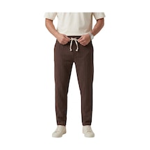 Deep Sea Deepsea Kahve Çizgi Dokulu Rahat Kesim Yazlık Spor Pantolon Hafif Kumaş Modern Tasarım 2600263