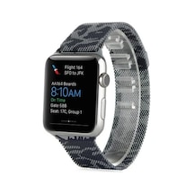 Ally Apple Watch 7-8 45mm 6-5-4 44mm Kayış Kordon Metal Milano Loop Kamuflaj 3-2-1 42mm