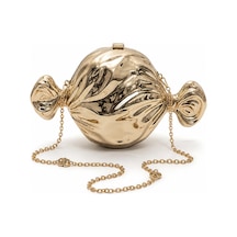 Aylesh Bonbon Kadın Gold Zincir Askılı Omuz Ve El Çantası Metalik Clutch Altın Altın