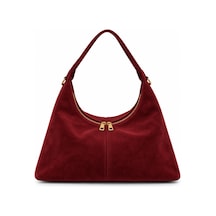 Nura Collection Bordo Kadın Hakiki Süet Shopper Omuz Çantası Bordo - 933745279 Bordo