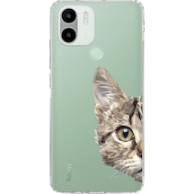 Redmi A2 Plus Uyumlu Kamera Korumalı Kapak Catface Tasarımlı Şeffaf Silikon Şeffaf