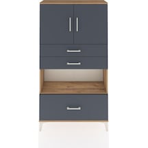 Arges Dolap 3 Raflı 3 Çekmeceli 2 Kapaklı 88x30x163 Çam-antrasit Atlas Çam
