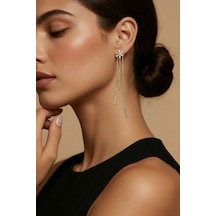 Çiçek Model Gold Pirinç Sallantılı Kadın Küpe