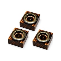 Bfastore El Yapımı Ahşap Tealight Mumluk Seti, İleri Dönüşüm Ahşap, Metal Hazneli, Rustik Dekoratif Tasarım, Masa Ve Salon Dekoru, Şık Hediye Seçeneği 3'lü Set Altın