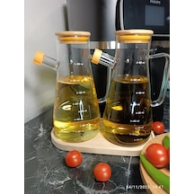 Yağlık Sirkelik Seti Silikon Contalı Bambu Kapaklı 3'lü Set - 900 Ml 2 Adet Ve Altlık Diğer