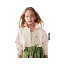Nk Kids Xo Kids Düğmeli Polo Yakalı Sahte Çift Cepli Düz Renk Kız Çocuk Ceket 8-14 Yaş 36704 Krem