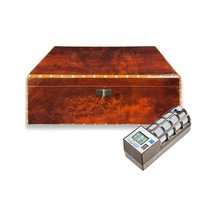 Lubinski İtaly Canforo Humidor Puro Kutusu Ceviz 125's Cigar Spa Elektronik Puro Nemlendirme Cihazı