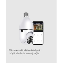 360 - 194 - Akıllı Güvenlik Kamerası Duya Takılabilir, Wi-fi Bağlantılı, - Muratech - Hareket Sensörlü