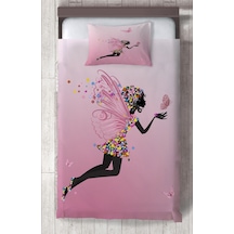 Mekta Home Bebek Ve Çocuk Odası Pembe Uçan Kelebekli Prenses Kız Desenli Yatak Örtüsü Renkli