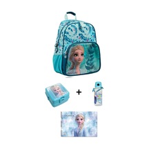 Lisanslı Ilkokul Çantası 4 Lü Set Beslenme+suluk+resim Defteri Mavi