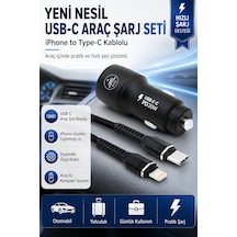 Yeni Nesil Usb-c Araç Şarj Seti İphone To Type-c Kablolu Pd18w Hızlı Şarj Destekli Araç İçi Şarj Cihazı