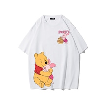 Brz Collectıon Brz Collection Unisex Oversize Pooh & Piglet T-shirt Beyaz