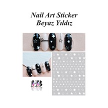 Nail Art Sticker Kendinden Yapışkanlı, Tırnak Süsleme, Tırnak Dövmesi Stikır 353b Beyaz-353b