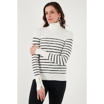 Fashion Friends Bayan Kazak 24k0024k1 Ekru Çizgili Ekru Çizgili Ekru