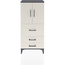 Arges Dolap Tek Raflı 3 Çekmeceli 2 Kapaklı 60x30x134 Antrasit-aytaşı Antrasit