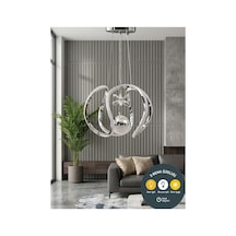 Amissos Krom Tek Toplu 3 Renk Ledli - Salon-oturma Odası- Hol - Avize Aydınlatma