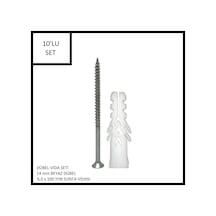 Dübel-vida Seti, Beyaz Dübel 14 Mm, 6,0x100 Yhb Sunta Vidası, 10 Adet