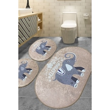 Chilai Home Lepanti Bej 3'lü Set Banyo Halısı Djt Renkli