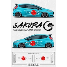 Sakura Yan Gövde Kaplama Sticker Beyaz - 832965244