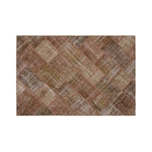 El Dokuması Patchwork Vintage Yün-pamuk Kahve Halı 21006 157 X 232 Cm Kahverengi