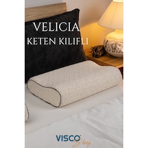 Visco Yastık Velicia Ortopedik Yastık Keten Kılıflı 55x35x12-10 C