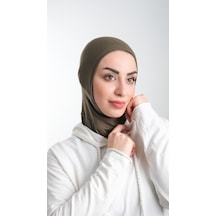 Hürrem Bone Haki Pratik Hazır Geçmeli Tesettür Bone Sandy Kumaş Spor Hijab 21 Haki