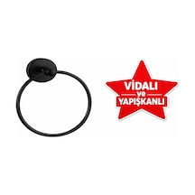 Yapışkanlı Ve Vidalı Siyah Yuvarlak Havluluk