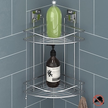 Teknotel Yapışkanlı Iki Katlı Banyo Duş Köşe Rafı Krom Ef253 Çok Renkli