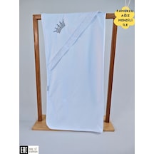 Ekru %100 Pamuklu Bebek Battaniyesi Nakışlı Kız / Erkek Puset Örtüsü Hediyelik Yenidoğan 85x85cm Ekru
