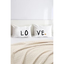 Lo-ve Pamuklu Çift Kişilik 50x70 cm Yastık Kılıfı Seti