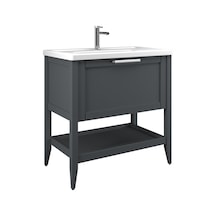 Orka Bastle 65 Cm Mat Antrasit Banyo Dolabı Alt Modül Ve Lavabo Antrasit