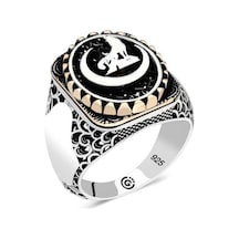 Stillove Gümüş Hilal Bozkurt Oval Erkek Yüzük T6471 Gümüş