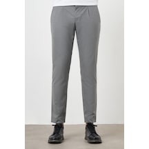 Morven Erkek Füme Poliviskon Trend Pileli Slim Fit Spor Pantolon Füme