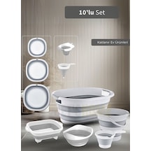 Jet's Home 10'lu Set Katlanır Sele- Badya- Kova- Maşrapa- Pirinç Süzgeci- Kesim Panosu-huniler Bpa Free Beyaz - Gri Jet's Home 10'lu Set Katlanır Sele- Badya- Kova- Maşrapa- Pirinç Süzgeci- Kesim Panosu-huniler Bpa Free Beyaz - Gri