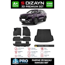 S-dizayn Chery Tiggo 8 7 Koltuk 3d Pro Havuzlu Paspas Ve Bagaj Havuzu Seti 2'li Set 2022-2025 A+ Kalite