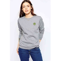 Pi Green Logo Baskılı Gri Kadın Sweatshirt